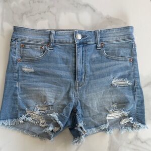 American Eagle Outfitters Light Blue Distressed Jean Shorts